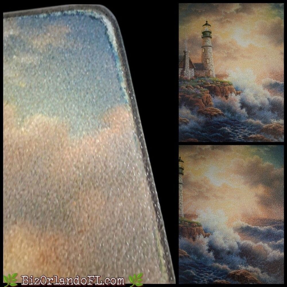 VINTAGE: Crashing Waves / Lighthouse / Sunset Scene Tempered Glass Cutting Board - Picture 4 of 8